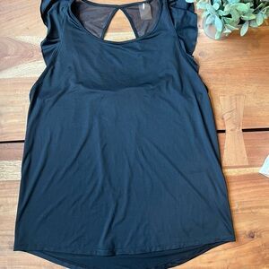 Calia Ruffle Sleeve Semi-Open back workout shirt